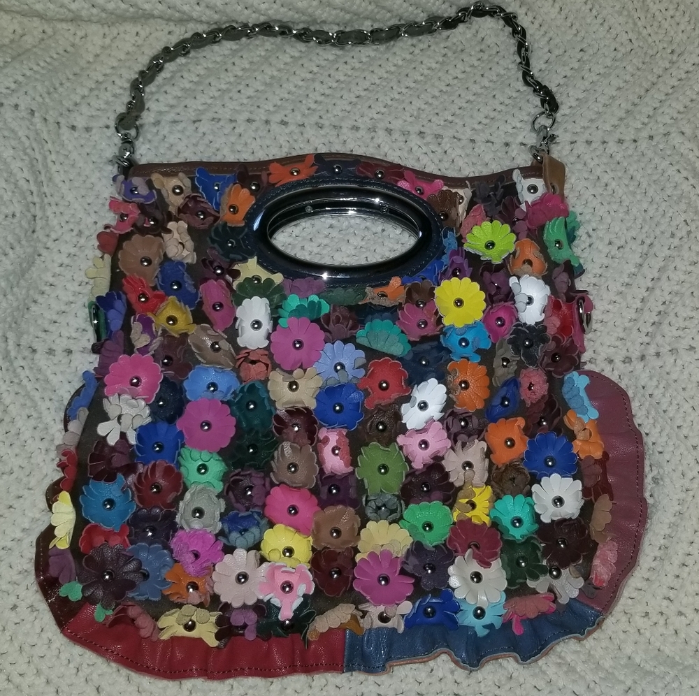 Leather Flowers Purse